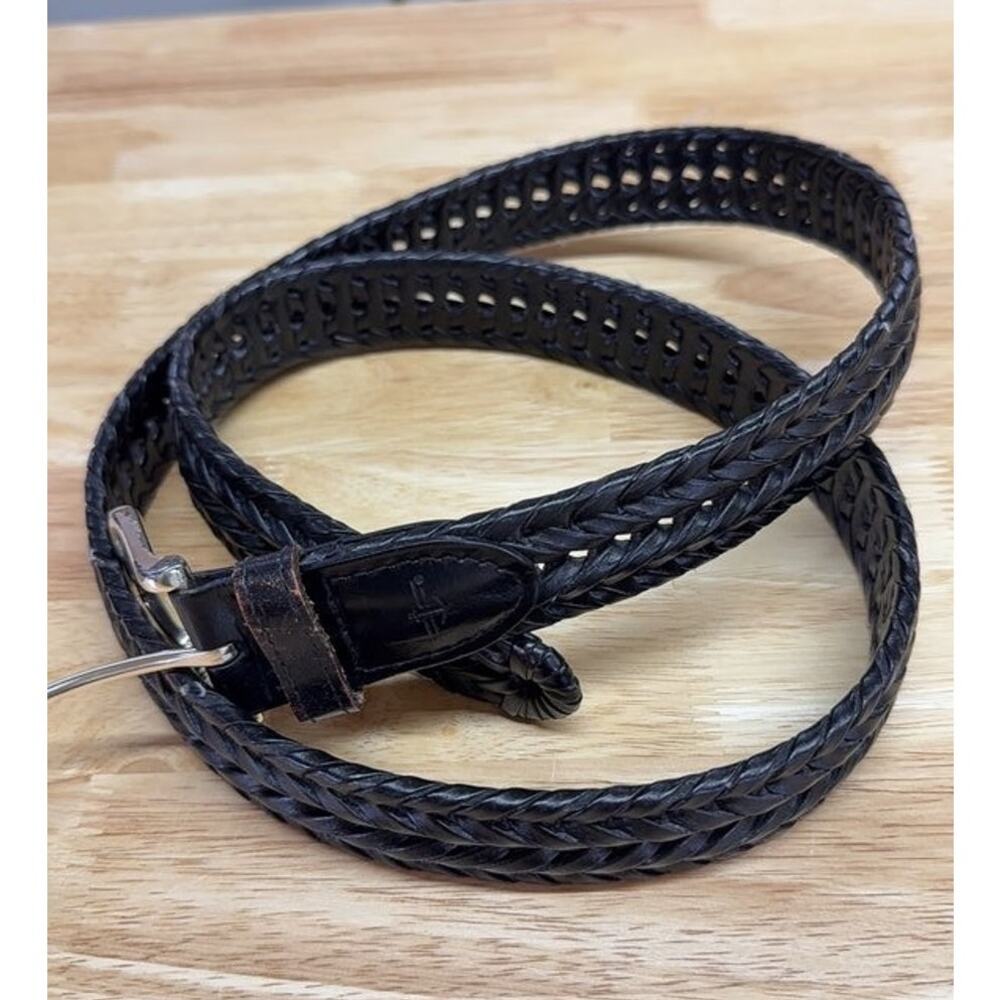 Dockers Men's Black Braided Leather Belt Size 42